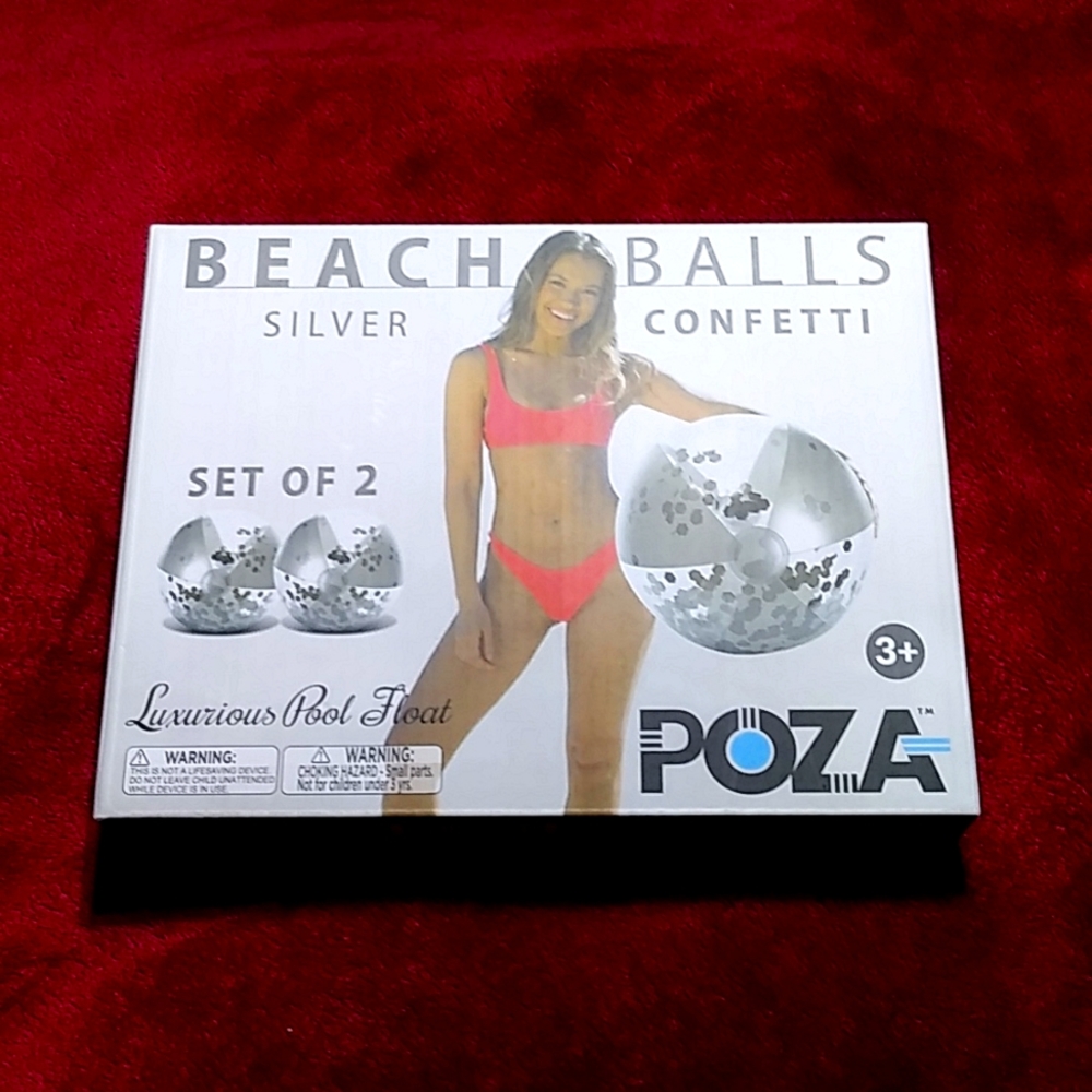 Beach Ball Silver Confetti Set of 2 16"X16"